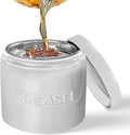 Bacon Grease Saver with Strainer - Ceramic Grease Container 1L Storage Canister | Holds Bacon Fat Drippings | Oil Keeper for Kitchen Counter Storage