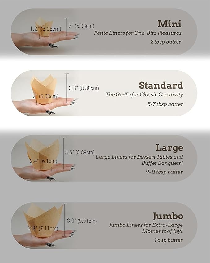 Nordic 75GSM Paper 200pcs Natural Tulip Cupcake Liners for Baking Cups, Unbleached EU Parchment paper Tulip Muffin Liners, Cupcake Wrapper for Party, Christmas