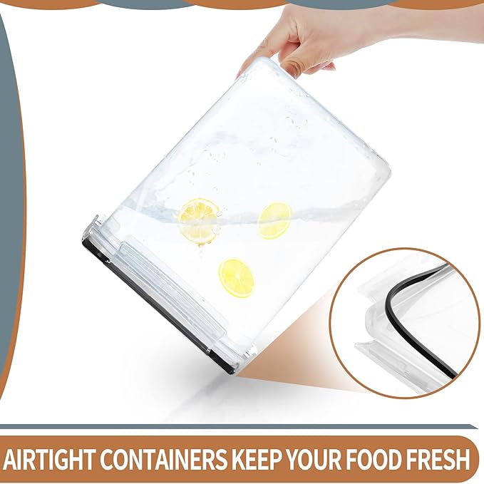 PRAKI Large Airtight Food Storage Containers 5.2L / 195oz, BPA Free, 4pcs Pantry Kitchen Organizers and Storage for Flour, Sugar, Baking Supplies, Plastic Flour Container with 20 Labels & Maker