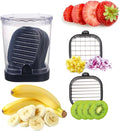 Strawberry Slicer, Fruit Slicer Cup with Push Plate, Grape Cutter Cup Slicers Kitchen Gadget for Egg Kiwi Banana Cucumber, Strawberry Slicers Cutter Tool for Fruits Vegetables (Black, One Size)