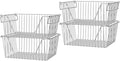 Slideep Large Stackable Storage Baskets Cabinet Organizer Sturdy Metal Wire Pantry Freezer Bin for Pantry Home Bathroom Kitchen Organization 4 Packs