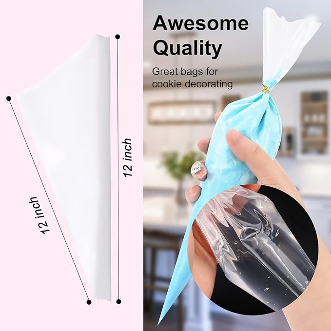 Tamodan 12 Inches Side Not Bursting Piping Bag, 100 Pcs Explosion-Proof Cracked Thickened Pastry Bags Disposable Are Suitable for pastry making.