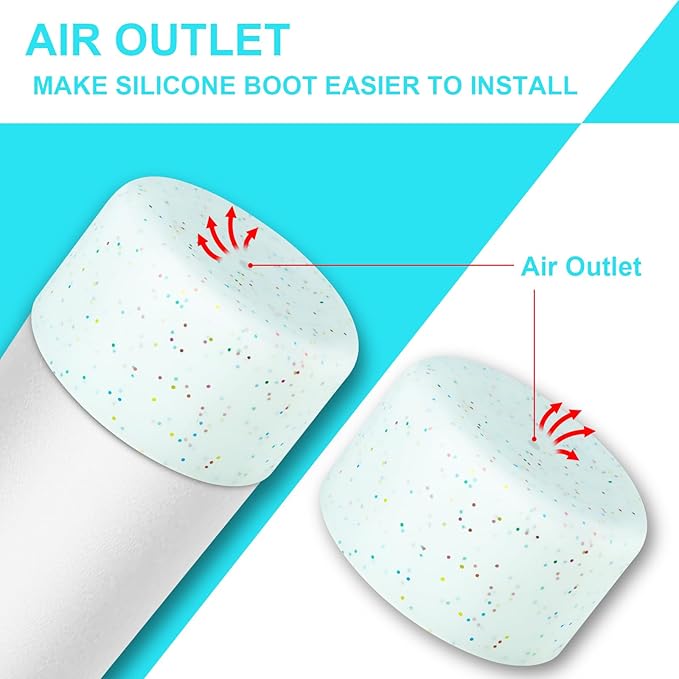2 PCS Glitter Silicone Boot for Owala Water Bottle, Anti-Slip Protective Sleeve for FreeSip/Twist/Flip Stainless Steel Water Bottles Accessories