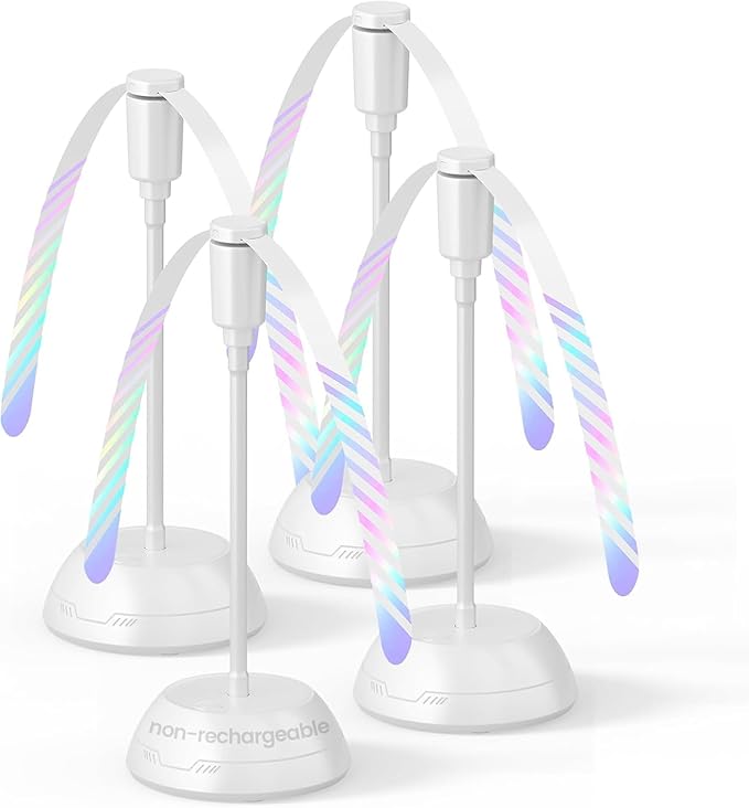 4Pack Food Fan for Table, AA Battery Powered, Portable Fan with Flexible Gooseneck and Soft Blades, Soundless Table Fan for BBQ, Picnic, Party, Patio (Non-rechargeable,White)