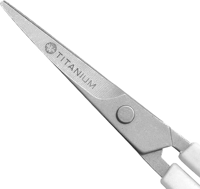 Westcott 4" Embroidery Scissors with Straight Titanium-Bonded Blades for Crafting, Sewing & More (White/Gray)