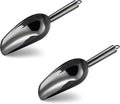 6 Ounce Ice Scoop Set of 2, E-far Platinum Black Stainless Steel Small Scoops for Ice Cube/Candy/Flour/Sugar, Metal Utility Scoops for Canisters, Baking, Kitchen Pantry, Rust Free