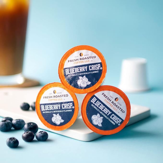 Fresh Roasted Coffee, Blueberry Crisp, Flavored Coffee Pods, 24 Count