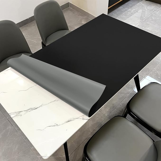Leather Table Cover,1.8mm Thick,36x48 Inch Table Protector,Table Protector for Dining Room Table,Table Pads for Dining Room Table.(Black+Gray,36x48)
