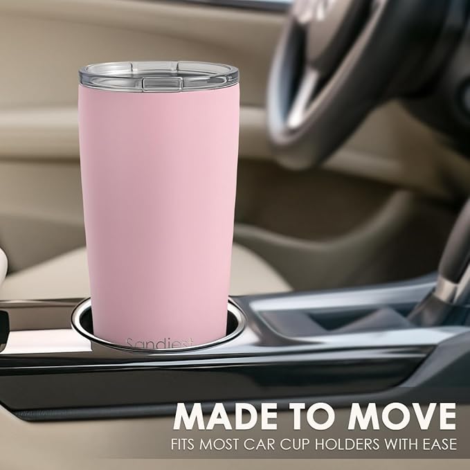SANDJEST Pink Tumbler 20oz Stainless Steel Double Wall Vacuum Insulated, Travel Coffee Cup, Gifts for Men Women Birthday Christmas