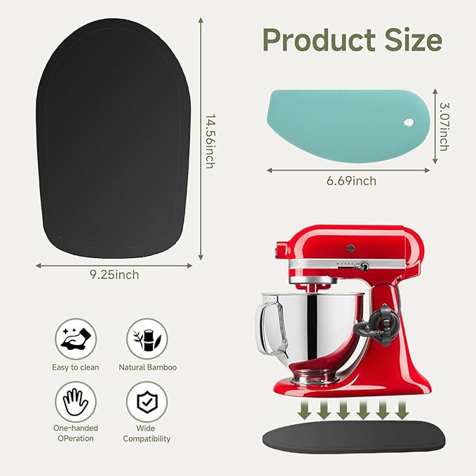 Mixer Slider for Kitchen Aid 4.5-5 Qt Tilt Head Stand Mixer, kitchen Aid Accessories and Attachments W/ 1 x Slider Board, 2 x Cord Storage, 1 x Silicone Bowl Scraper (Black)