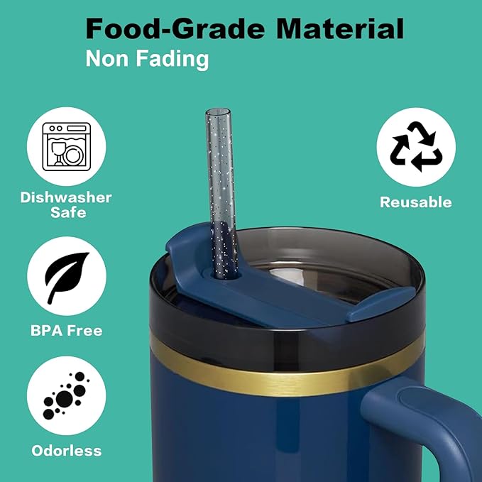 Replacement Straws for Stanley|Owala|Simple Modern 40 oz 30 oz 64 oz Tumbler, Reusable Color Drinking Straws with Cleaning Brush for Stanley Cup Accessorie，BPA Free, Dishwasher Safe