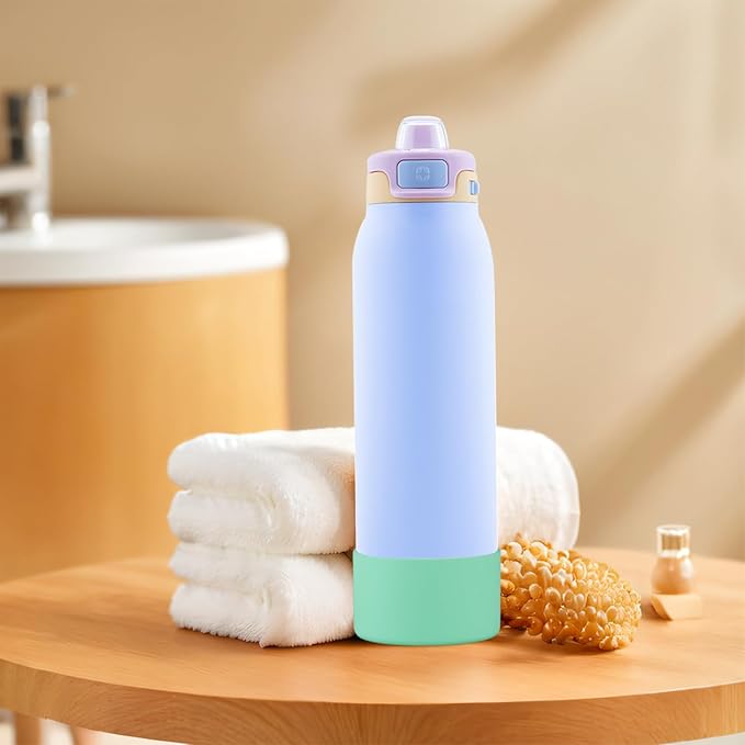 2 PCS Silicone Bottom for Ello Pop 32 OZ Water Bottle, Water Boot for Ello Pop,Avoid Scratches and Noise (Green, 22oz)