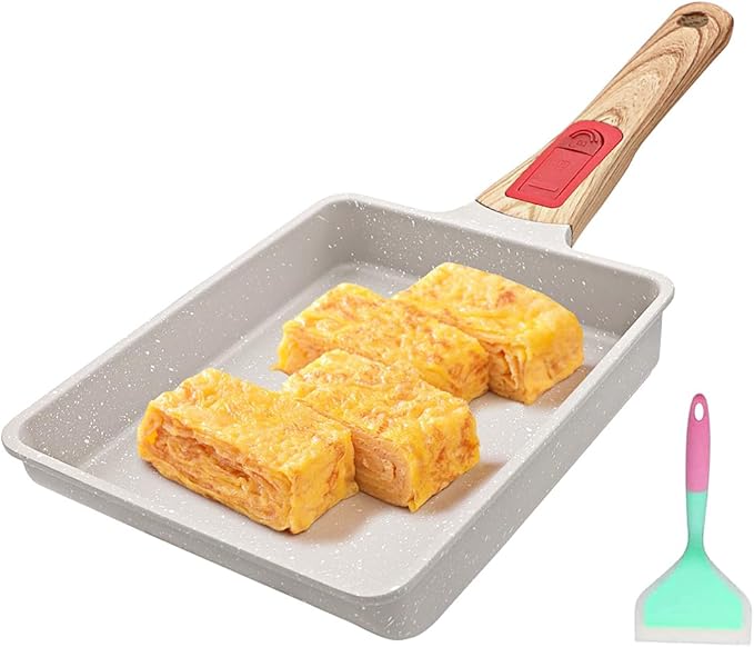 Nonstick Tamagoyaki Pan, Japanese Egg Omelette Pan Nonstick, Square Frying Pan with Detachable Handle, PFAS & PFOA-Free, Oven Safe