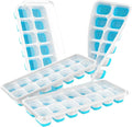 Ice Cube Tray with Lid, 4 Packs 56 Cubes Durable Stackable Ice Cube Trays for Freezer with Removable Lids, Easy-Release Plastic & Silicone Ice Tray for Cocktail, Coffee