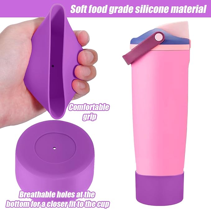 Mity rain 2PCS Protective Silicone Boots for Owala 30oz & 40oz FreeSip Sway Bottles & Tumblers - Accessories for owala, Enhances Stability & Prevents Scratches (Purple)
