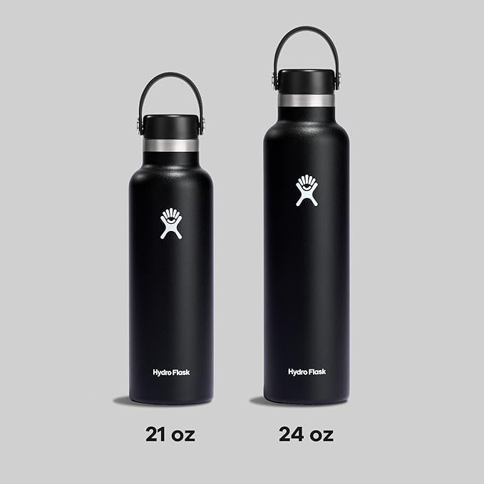 Hydro Flask Water Bottle - Insulated Stainless Steel - Non Spill, Leakproof in 21 Oz Black