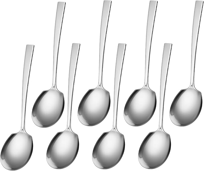 Stainless Steel Serving Spoons Set 8.8 Inch Serving Utensils Large Spoons for Buffet Catering Parties Kitchen, 8 Pcs