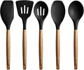 Kitchen Utensils Set, Silicone Cooking Utensils Set,Non-Stick Silicone Spatula Set with Natural Acacia Hard Wood Handle, 5 Piece, Upgraded Thickened Cookware