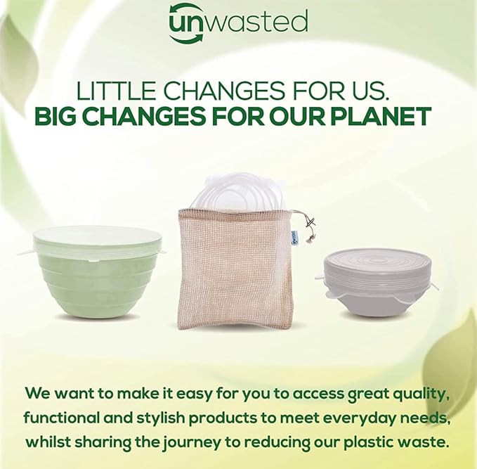 unwasted Reusable Silicone Lids (Small) – Upgrade Your Kitchen Gadgets with Our Silicone Covers for Food Storage – Reusable Silicone Stretch Lids and Food Covers for Containers Up to 6” (Pack of 4)