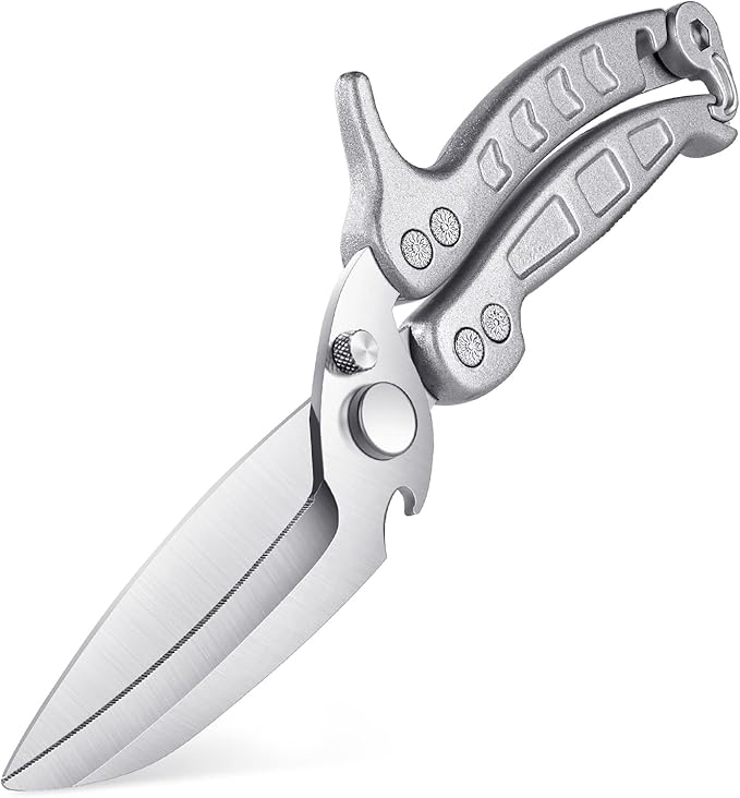 DRAGON RIOT Heavy Duty Poultry Shears - A Must Have Kitchen Shears for Chicken and Meat Cutting - Dishwasher Safe and Stainless Food Kitchen Scissors for Thanksgiving(Silver)