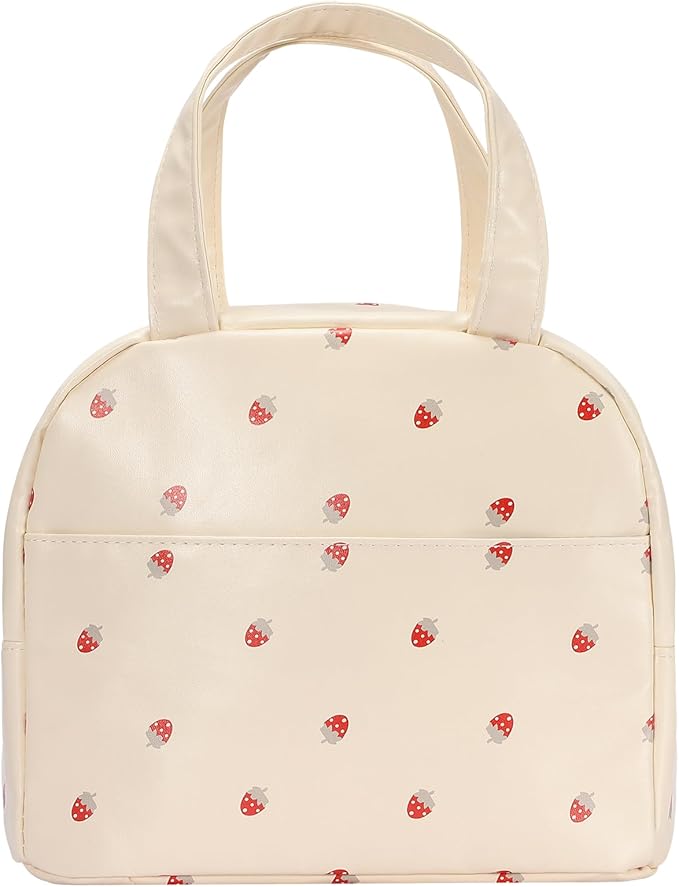 Lunch Bag for Women Men Cute Leather Lunch Tote Bags Reusable Insulated Lunch Box Large Capacity Reusable Insulated Cooler for Work Picnic or Travel