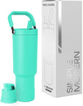 Simple Modern Trek Pivot | 40oz Flip Straw Tumbler with Handle | Water Bottle & Boot | Interchangeable Straw & Chug Lids | Insulated Stainless Steel Jug | Gym Sports Outdoors | Tropical Wave
