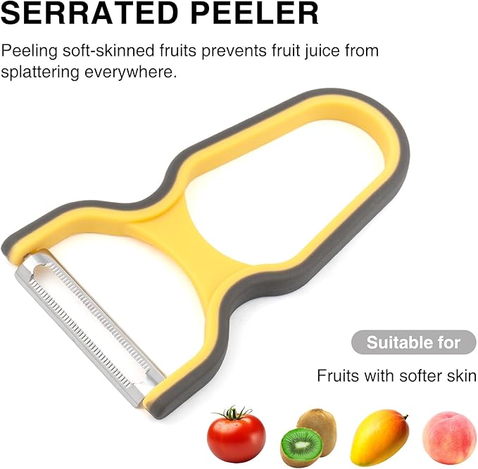 4-Piece Peeler Set with Straight, Serrated, and Julienne Peelers for Fruits, Vegetables, and Shredding，304 Stainless Steel