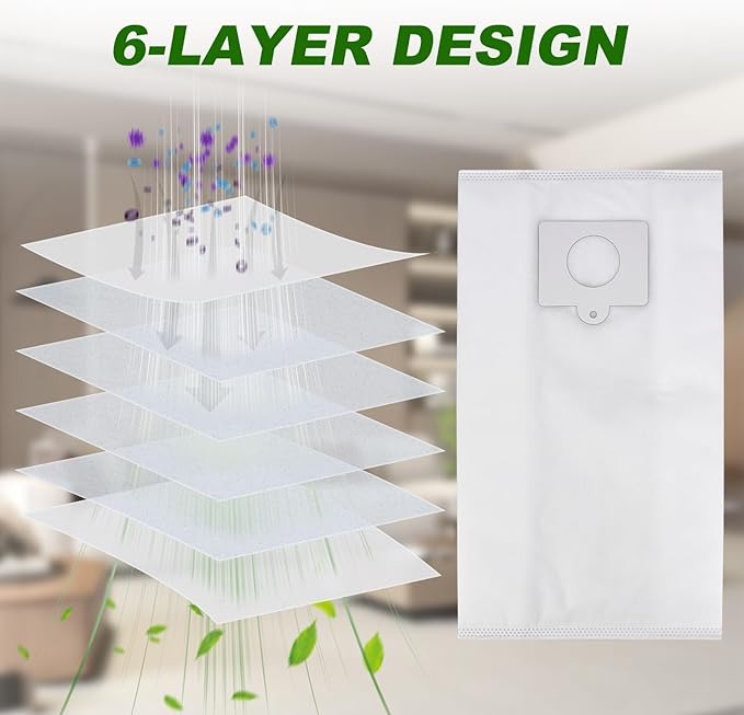 53292 Vacuum Bags for Kenmore 53292 Canister Vacuum 81214, 81414, 81714, 21814, BC2005, BC3005, 81615, BC7005, 200/400/600/700/800 Series Type Q/C HEPA Vacuum Bags, 6 Pack