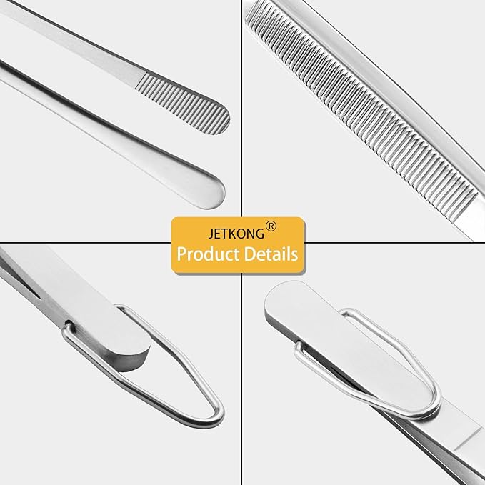JETKONG 3 Pcs 14-Inch Stainless Steel Cooking Tweezers Heavy Duty Kitchen Food Tweezers (14 14 14 Inch, Silver)