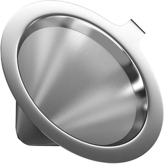 Coffee Gator Paperless Pour Over Coffee Dripper Brewer 14oz Clear (Stainless Steel, Coffee Filter)