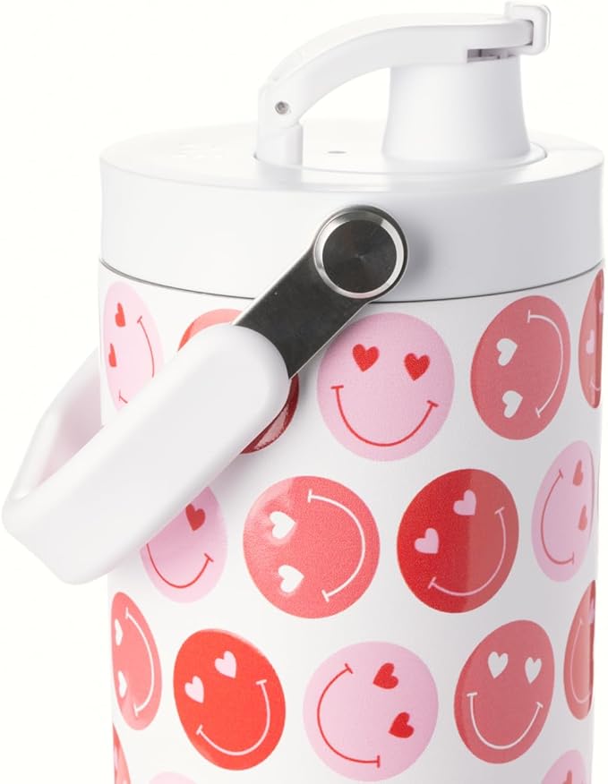 Simple Modern Valentine's Day Trek Pivot | 30oz Flip Straw Tumbler with Handle | Gifts for Her | Water Bottle & Boot | Interchangeable Straw & Chug Lids | Stainless Steel Jug | Happy Heart Eyes