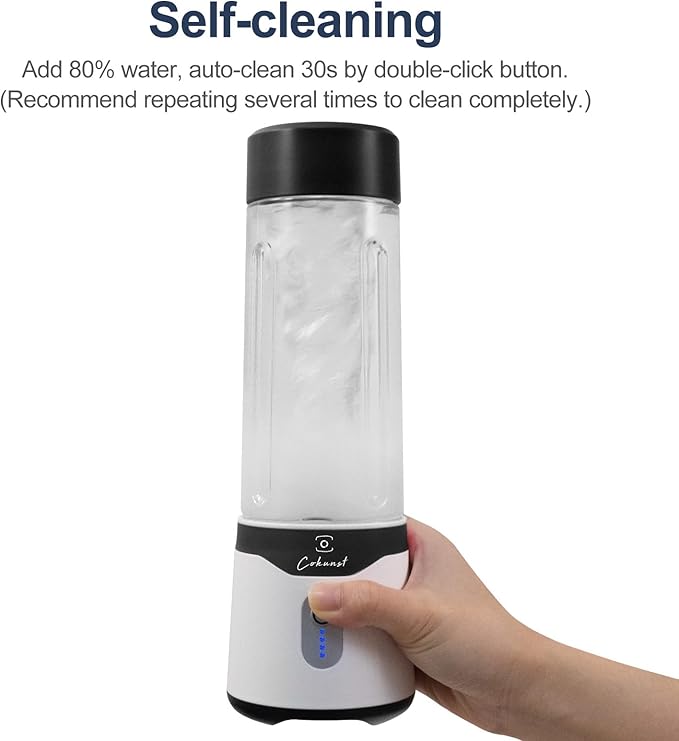 COKUNST Portable, 18 oz Personal for Smoothies and Shakes, USB Rechargeable Small with Powerful 6 Blades, Mini Single Cup with Extra Lid for Travel Gym Kitchen - Black