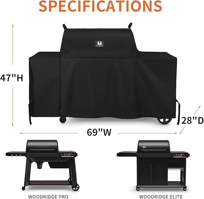 SUPJOYES Grill Cover for Traeger Grills BAC776 Woodridge Pro and Woodridge Elite, Heavy Duty Waterproof Full-Length All Weather Grill Accessory