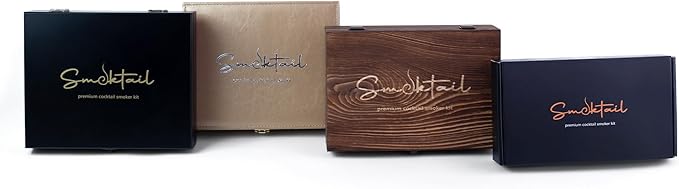 Cocktail Smoker Kit by Smoktail – Gold Luxury Edition for Infusing Bourbon & Whiskey – Old Fashioned Cocktails Smoker Set with Torch & 6 Flavor Wood Chips – Best Gift for Men & Women (Without Butane)