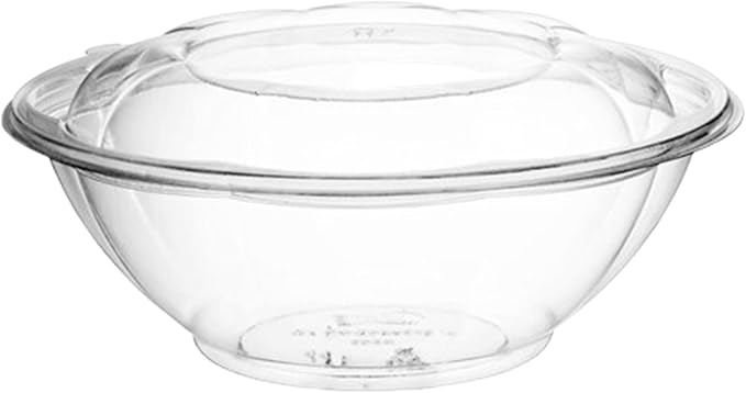 Mr Miracle Clear 18 Ounce Plastic Salad Bowls with Snap-On Lids. Pack 50. Airtight Disposable Salad Containers for Lunch, Meal Prep, Parties. Ideal as Disposable Salad Bowls with Lids
