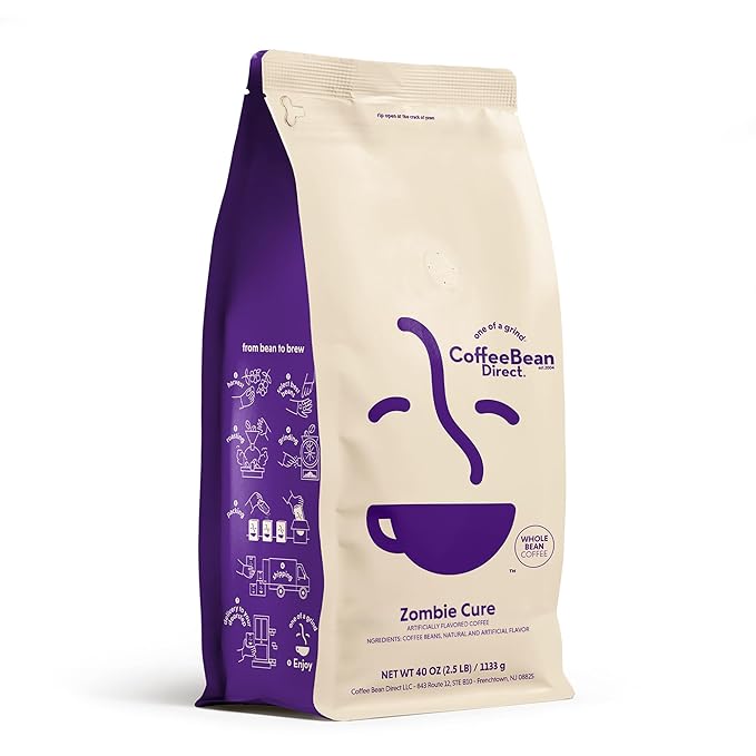 Coffee Bean Direct Zombie Cure Flavored, Whole Bean Coffee, 2.5 Pound Bag