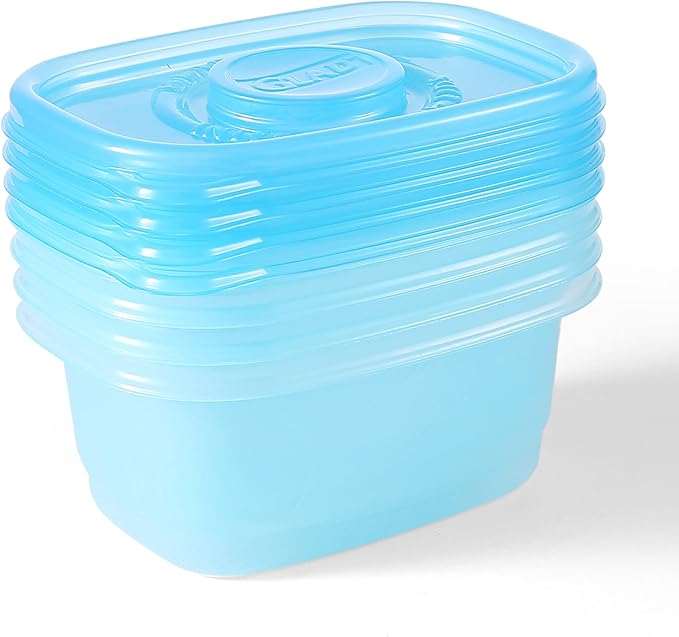Glad Food Storage Containers, Small Rectangle, 24 Ounces | Freezerware | 4 Count Set | Pack of 2
