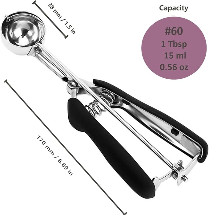 Cookie Scoop, 18/8 Stainless Steel Cookie Scooper, Cookie Scoops for Baking, 1 Tbsp/ 15 ml / 0.5 oz Cookie Dough Scoop, Ice Cream Scooper with Trigger Release, Cookie Scooper for Baking