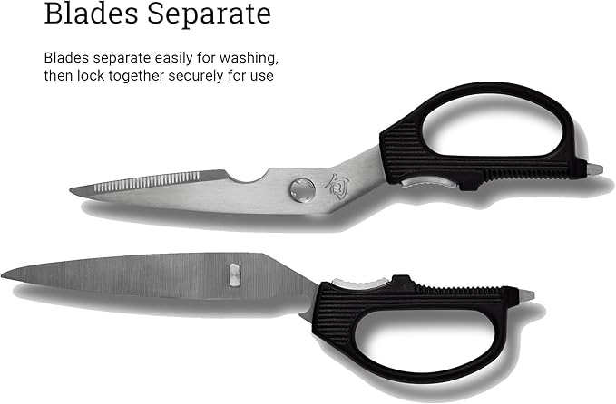 Shun Multi Purpose Kitchen Shears, Heavy Duty Cooking Scissors, Durable 420J2 Stainless Steel, Detachable Blades for Easy Cleaning, Kitchen Shears for Professional and Home Chefs