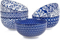 Selamica Ceramic 12 OZ Dessert Bowls Set, Ice Cream Bowls, 4.7 Inch Small Bowls for Snack, Side Dishes, Rice, Microwave Dishwasher Safe, Set of 6, Vintage Blue