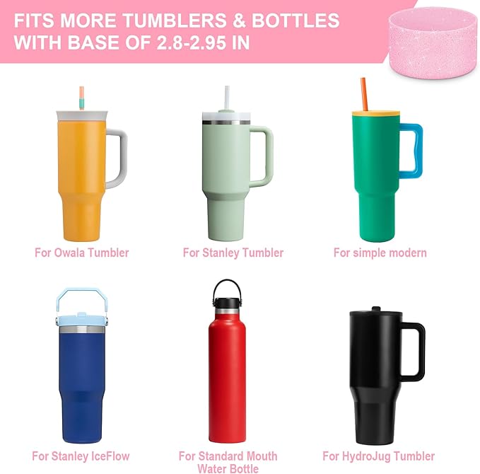 2PCS Glitter Silicone Boot for Owala Water Bottle, Anti-Slip Protective Sleeve for Owala Twist,FreeSip and Flip Stainless Steel Water Bottle, BPA-Free, Dishwasher Safe, Accessories