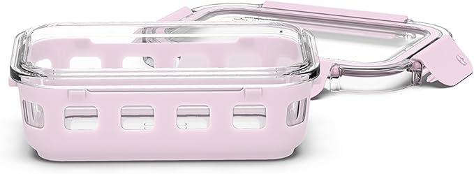 Ello Duraglass Meal Prep Container, 1.75 cup- Glass Food Storage Container with Silicone Sleeve and Airtight BPA-Free Plastic Lid, Dishwasher, Microwave, and Freezer Safe, Cashmere Pink
