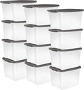 Sterilite 12-Pack 50 Quart ShelfTote, Clear Plastic Storage Organizer Bins with Gray Lids – Stackable Home and Office Containers for Closet or Shelves