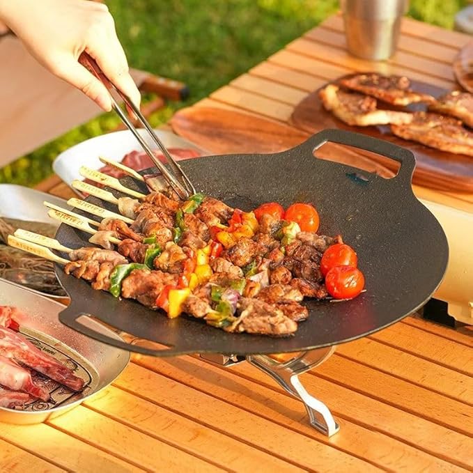 Grill pan,grill pan for indoor cooking,grill pans for stove tops,15" Round BBQ Griddle for Induction,Gas Stove, Electric Cooktop, Indoor or Outdoor Grilling.