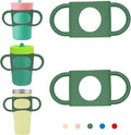 NiHome Tumbler Grip Compatible with 14oz Stanley Quencher, Fit for 12 15oz Zak Owala kids Cups Accessories Handle, Silicone Dual-Handle Tumbler Handles for Home Travel Outdoors Daily Use (2PCS,Green)