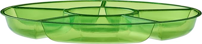 Plasticpro 6 Sectional Round Plastic Serving Tray/Platter (4, Green)