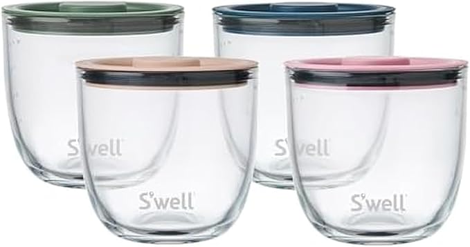 S'well 16oz Glass Prep Bowl Set of 4 For Easy Meal Prep, Vintage Pastels, Made From Durable Tempered Glass