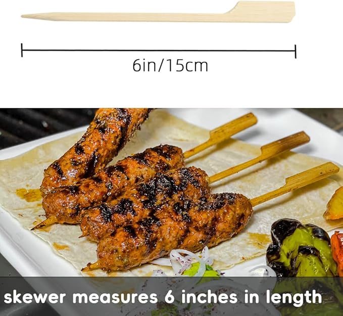 200 Pcs 6 Inch Bamboo Wood Paddle Picks Skewers, Toothpicks for Appetizers for Cocktail, Drinks, Appetizers，Fruit, Sausage, Barbeque Snacks, Sandwich, Natural Wooden Paddle Skewer Mini Food S