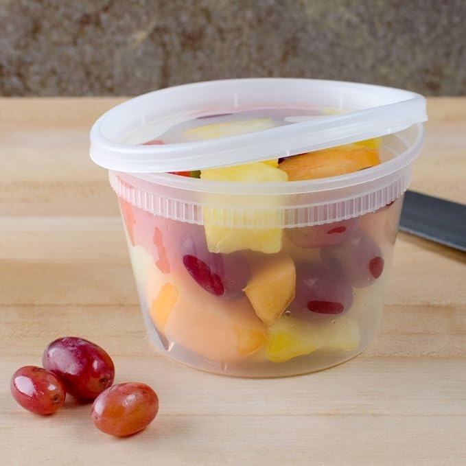 Mr Miracle Deli Containers with Lids - 24 Pack of 16 oz Clear Airtight Reusable Plastic Food and Multi-Purpose Containers - Microwave, Freezer, and Dishwasher Safe