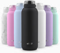 Ello Cooper 18oz Kids Stainless Steel Water Bottle with Straw and Carry Handle, Double Walled and Vacuum Insulated Metal, Leak Proof Locking Lid with Soft Silicone Spout, Reusable, BPA Free, Black